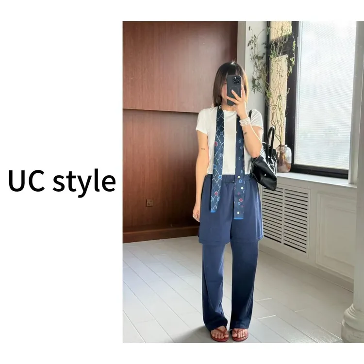 【UC STYLE】A8849‘博主私服’薄款假两件阔腿卫裤主播穿S码