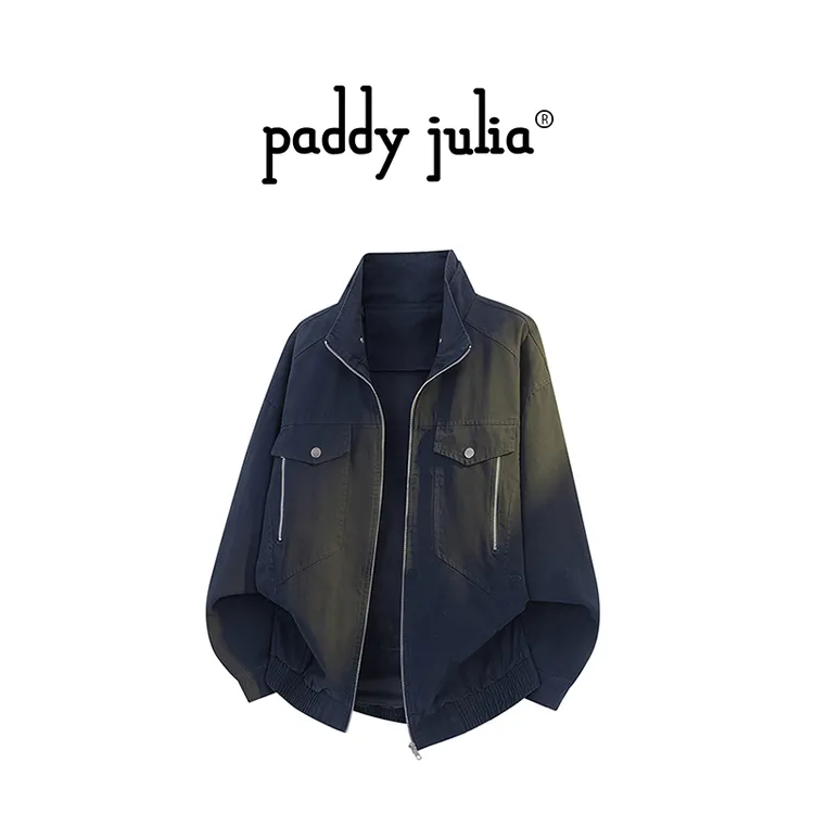 Paddy julia美式高级感夹克男款春秋季宽松立领休闲拼接外套男装