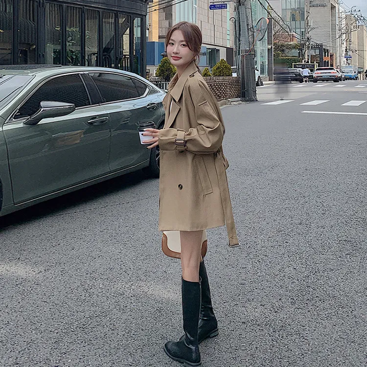 卡其色风衣外套女短款2025春秋爆款洋气高级感小个子气质收腰大衣