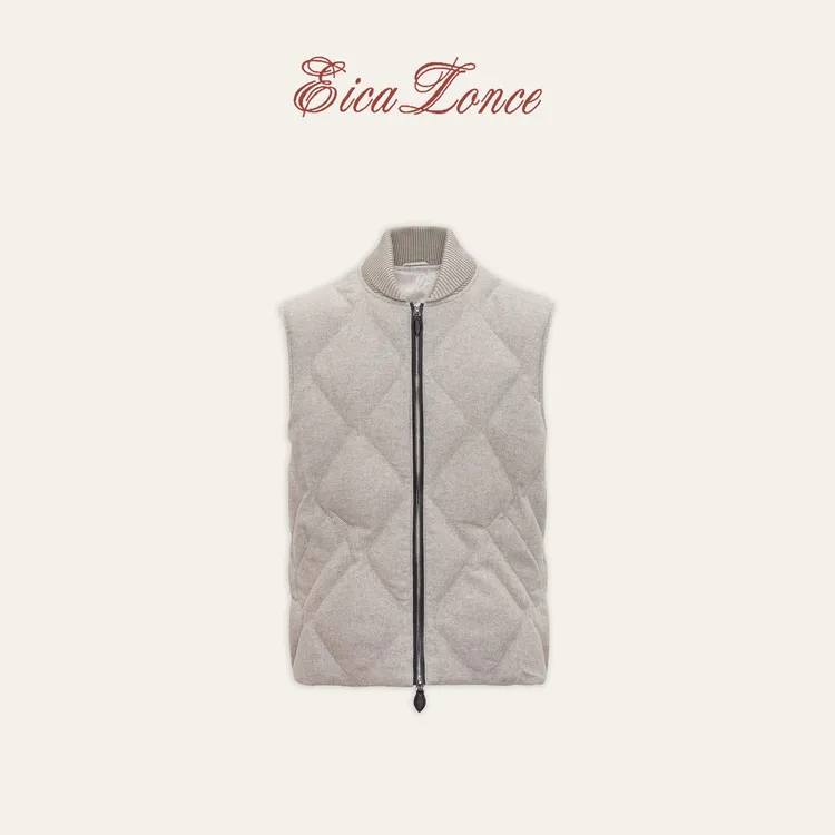 意卡伦萨 秋冬新款 高定系列绵羊毛混纺白鹅绒马甲SL-FXSJ8635