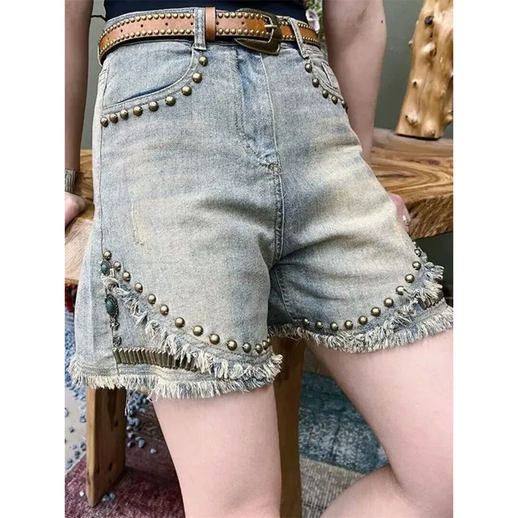 胖妹妹夏季薄款复古牛仔短裤女2025年新款大码宽松显瘦阔腿五分裤