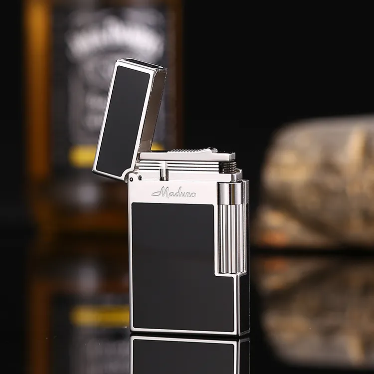 maduro意大利玛杜罗朗声打火机充气侧滑经典黑漆绅士高档男士礼物