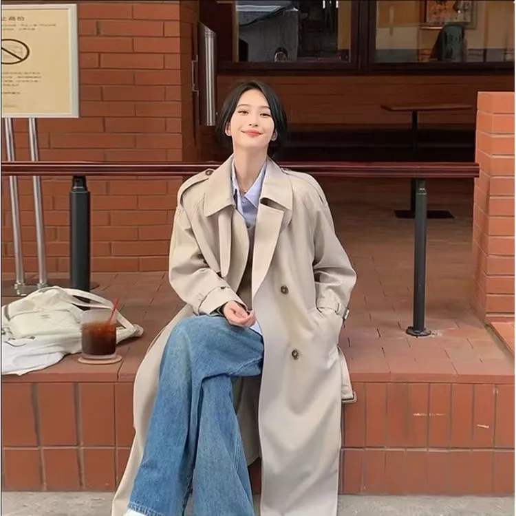 风衣女2025秋季新款高级感气质休闲收腰宽松中长款过膝英伦风外套