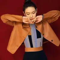 全网低价春秋季戚薇同款pu短款夹克皮衣外套女装短款时尚休闲简约