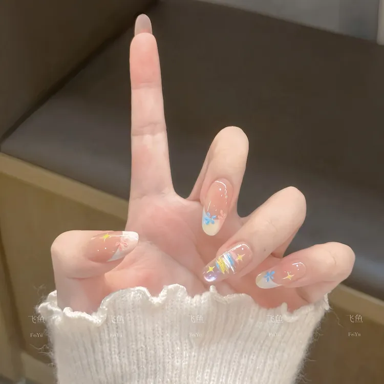 【柚见穿戴甲】爆款春日油画莫奈花园少女短款精品显白纯手工穿戴