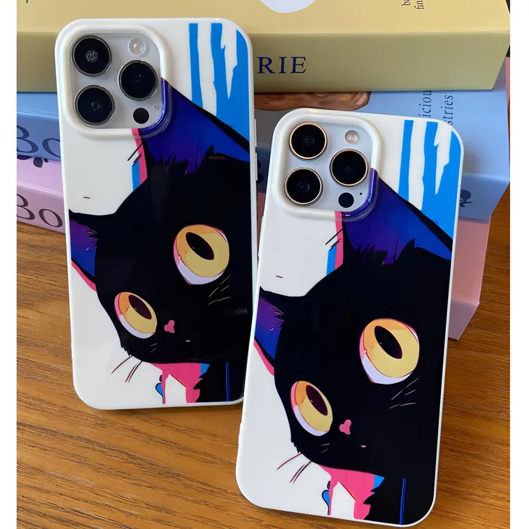 歌诗丹途黄眼黑猫像适用于苹果华为OPPOVIVO小米荣耀等防摔手机壳