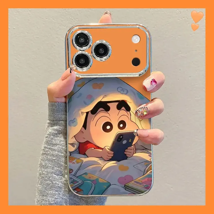 被窝蜡笔小新适用苹果17全包手机壳iPhone12pro电镀14大视窗16/15