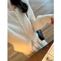 韩版基础花边领麻花针织开衫韩系休闲气质圆领网红时尚百搭
