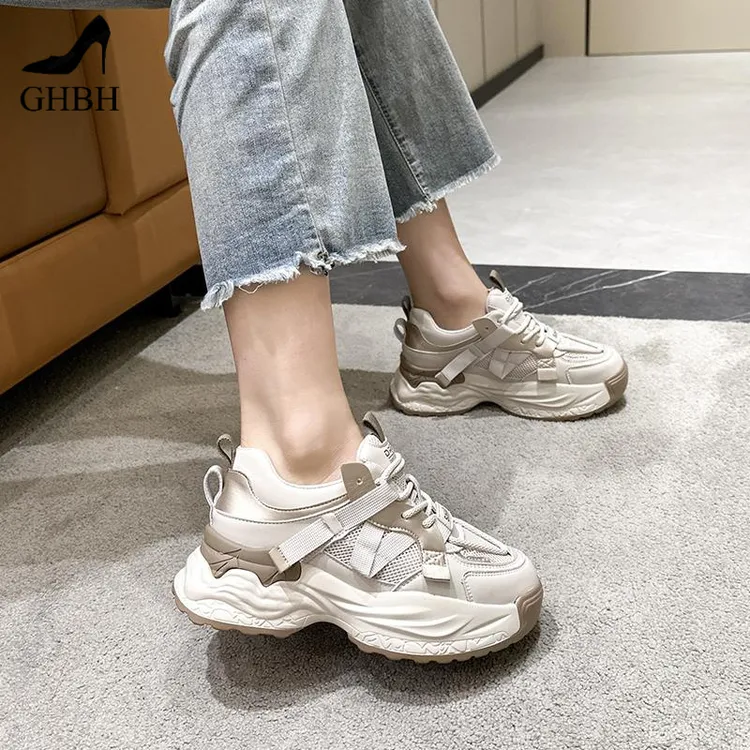 小码女鞋313233春夏季新款轻便休闲运动鞋厚底内增高小个子老爹鞋
