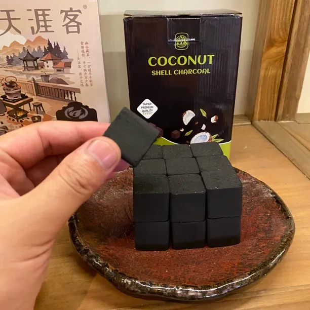 椰壳水烟炭阿拉伯水烟炭煮茶炭茶道炭香道炭椰壳方炭72块耐燃无烟