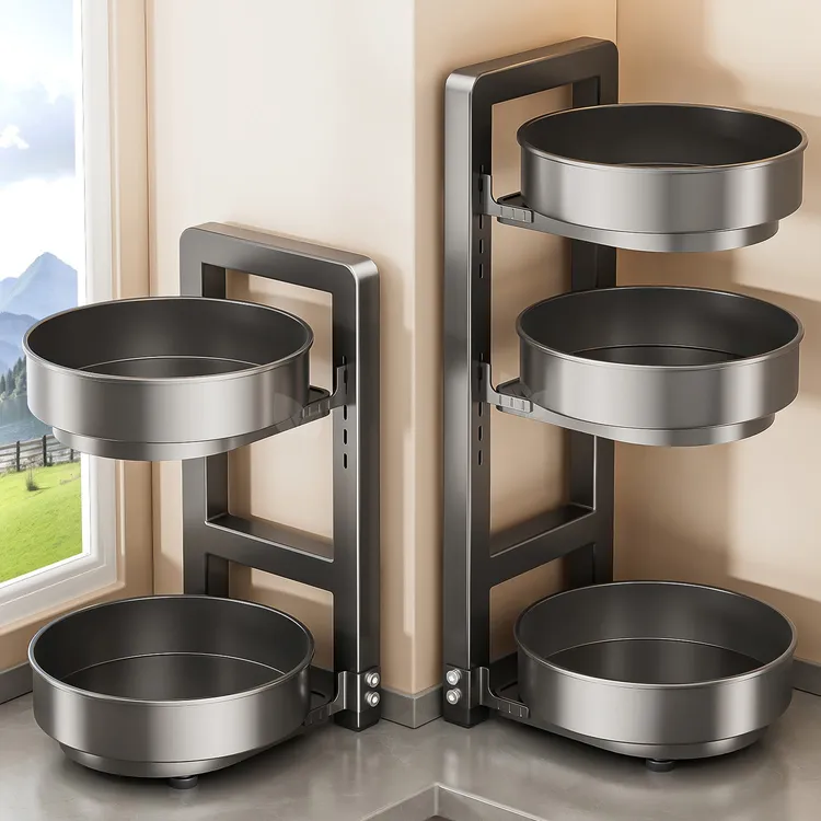 厨房旋转调料置物架调料品架子双层家用台面转角佐料调味品收纳架