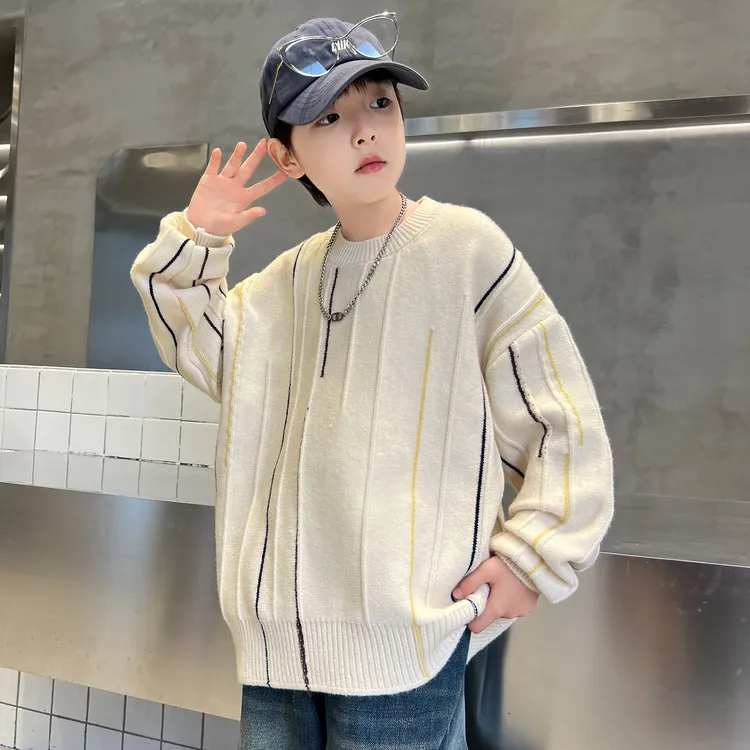 男童毛衣秋冬款2025新款男孩加绒针织衫冬季中大儿童加厚打底衫潮