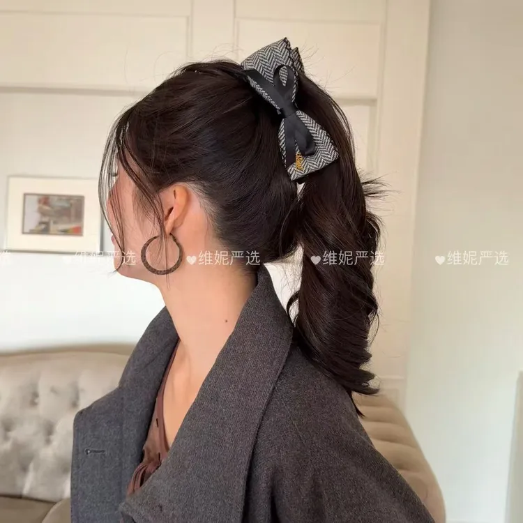 千金归来～氛围缎带蝴蝶结香蕉夹大号复古秋冬高级感布艺发夹发饰