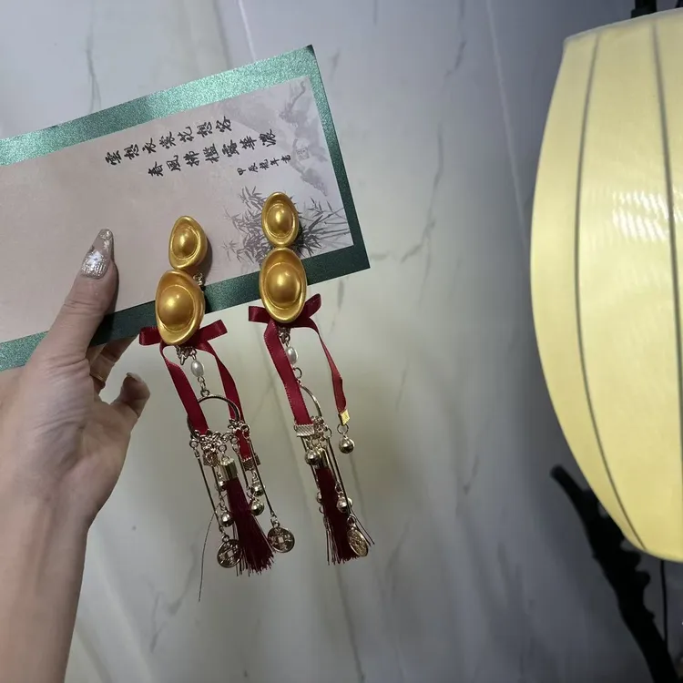 前尘梦汉服配饰新年款元宝流苏发夹小财神系列