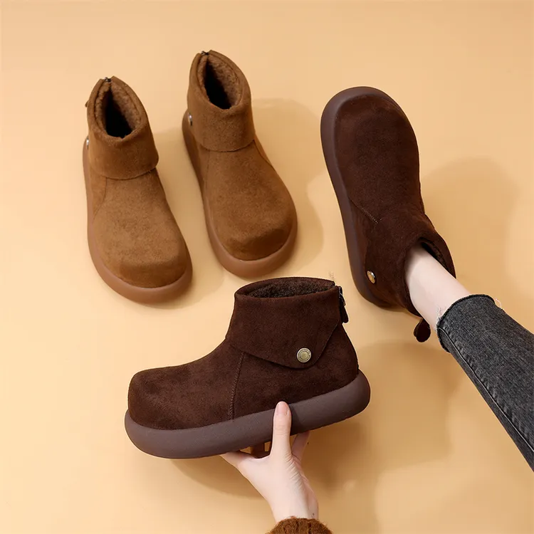 厚底复古勃肯雪地靴女2025冬季新款防寒保暖软底不累脚棉靴大码41