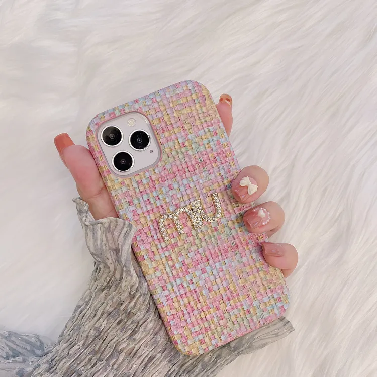 新款潮牌编织纹适用苹果16promax手机壳iPhone13网红彩色手机壳