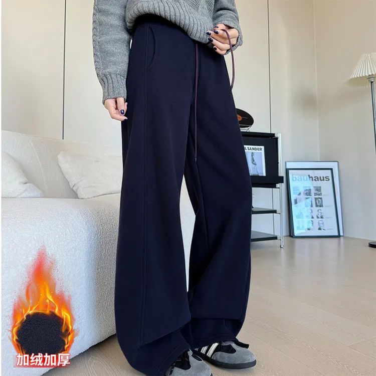 TpqT/温喆 “意境”秋冬加绒加厚懒人高定百搭简约休闲运动长裤