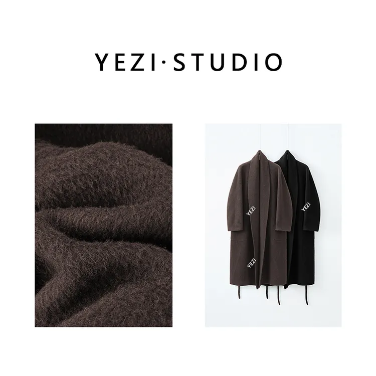 【暮色画廊】软奢经典羊驼绵羊毛双面呢中古抽褶懒大衣25409024