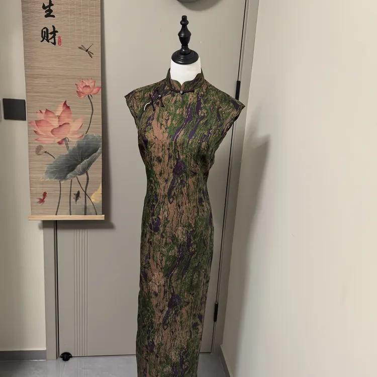 长款旗袍夏季中国风斜襟时尚新中式修身无袖半开襟