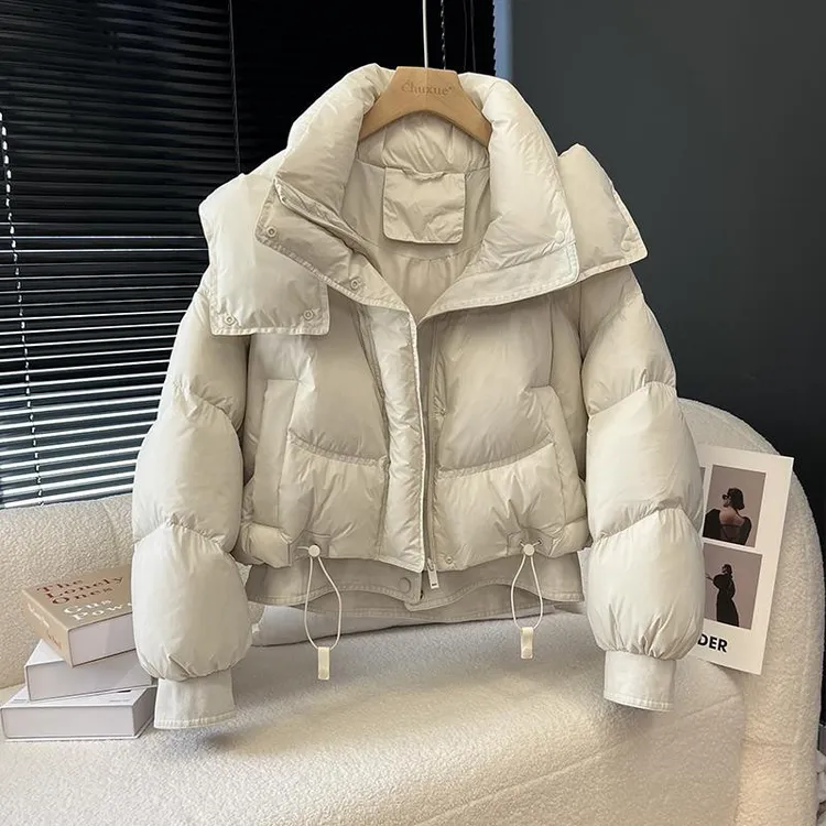学院风厚款连帽连棉服女小个子穿搭2025冬季新款保暖棉衣爆款外套