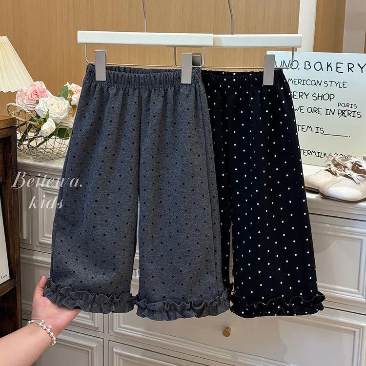 女童秋季新款舒适宽松休闲裤小女孩洋气波点直筒裤韩版时尚长裤潮