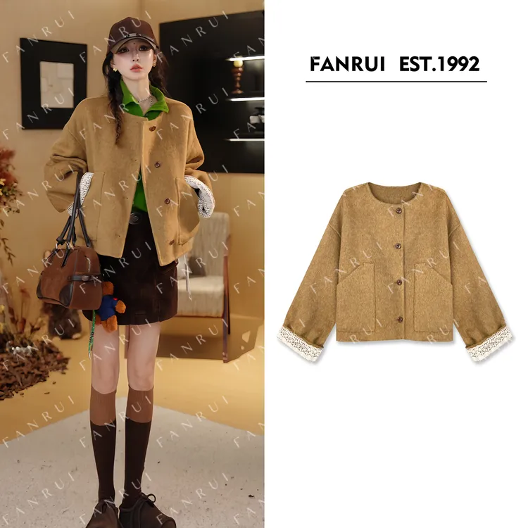 FANRUI/泛芮「贝贝biuu」羊毛复古小众轻奢感洋气大衣外套女B18123