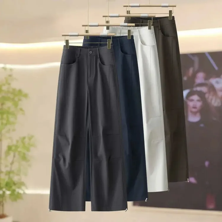 【专柜品质】2025新款时尚百搭工装裤高腰休闲秋冬加绒加厚阔腿裤