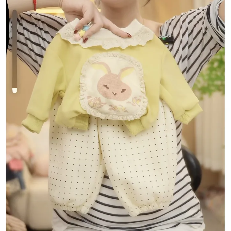 【天使兔】2025新春款儿童卫衣套装女童碎花波点库卫衣套装休闲百搭