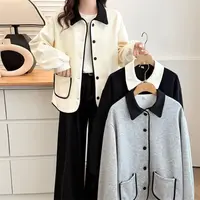 HUIZHIMEI/绘智美微胖大码秋季新款洋气显瘦小香风撞色宽松外套女