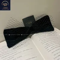 韩系定制版黑色丝绒网纱大蝴蝶结发夹复古轻奢财阀千金发卡顶夹