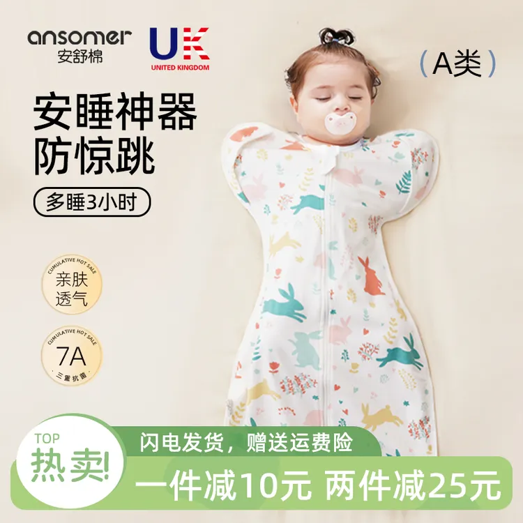 安舒棉新生婴儿投降式防惊跳睡袋冬加厚四季宝宝襁褓包巾鸡翅包裹商品图