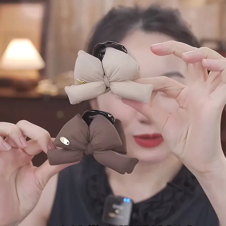 蝴蝶结泡泡抓夹立体充棉网红秋冬新款后脑勺盘发鲨鱼夹发夹发饰