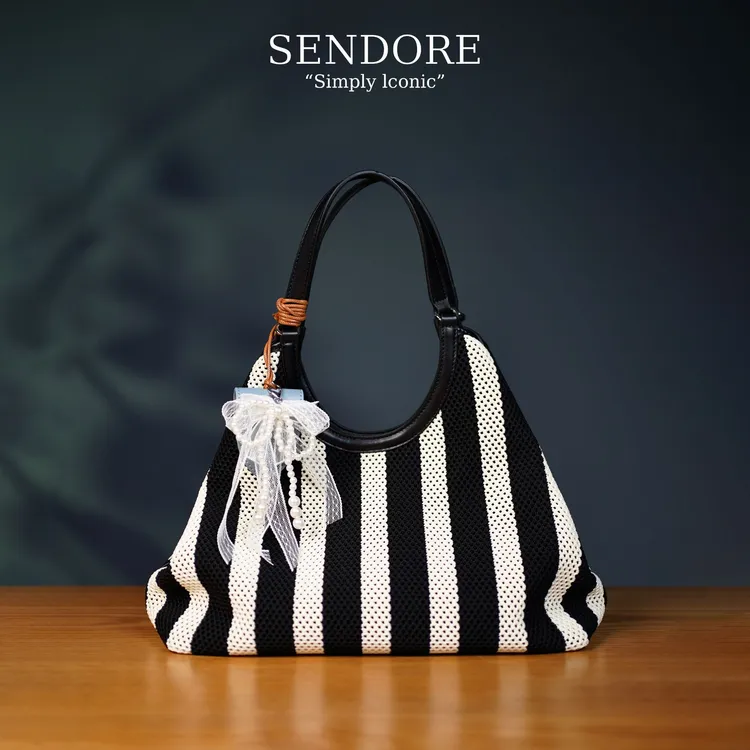 SENDORE 森岛/托特包 大牌风时尚休闲百搭编织条纹小众托特包