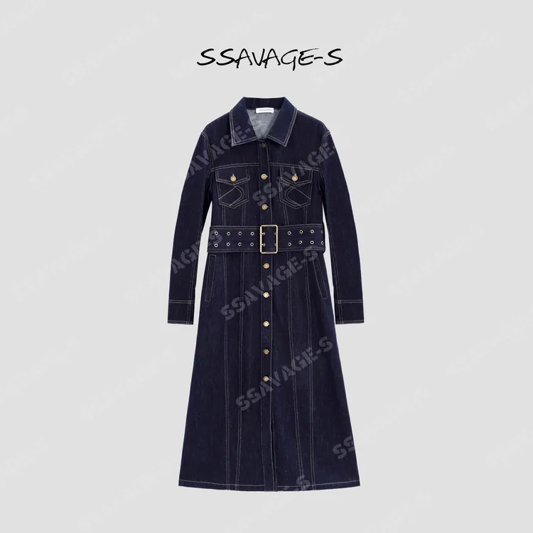 SSAVAGE“丹宁新绎”立裁纸片人牛仔风衣外套SS90856