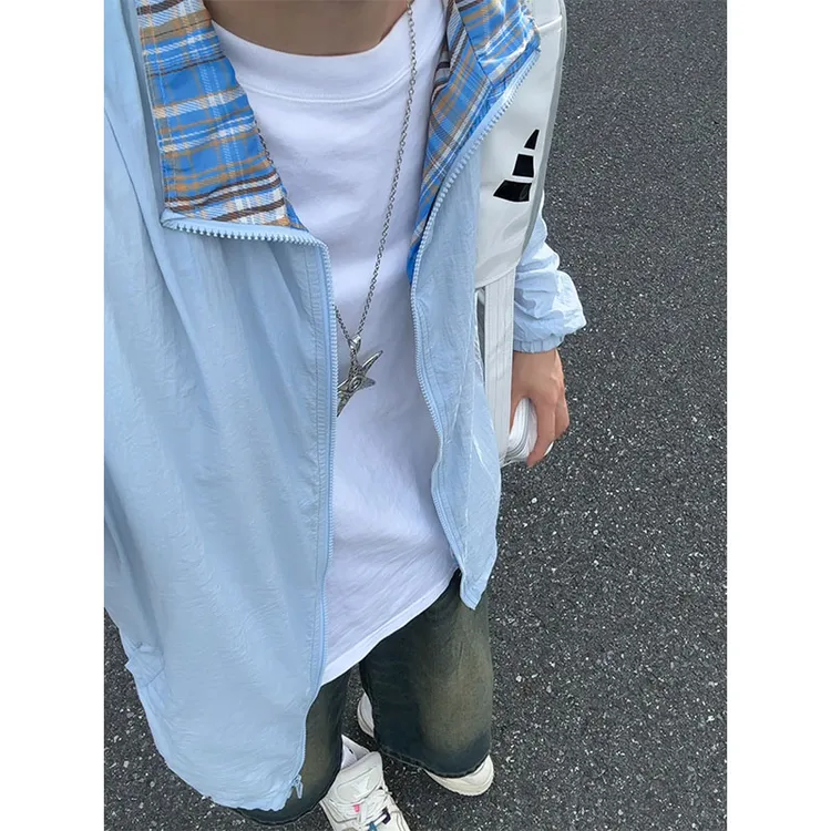 UPF50＋冰川蓝凉感防晒衣外套男女同款夏季薄款翻领百搭情侣防晒服