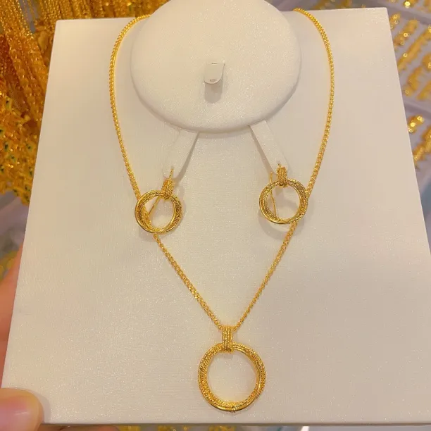 铜合金项链 314时尚百搭简约气质圈圈两件套项链