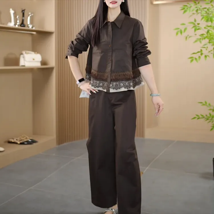 高级感气质时尚套装女秋季新款洋气减龄长袖衬衫女显瘦裤子两件套