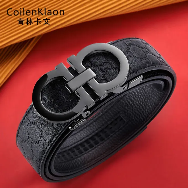 Coilenklaon法国品牌正品皮带男士真牛皮腰带自动扣送男友礼物