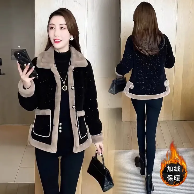 加绒加厚短款外套女2025冬季新款时尚气质小个子百搭保暖洋气上衣