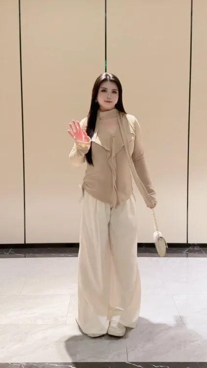叮叮家【松弛秋夜】法式V领长袖针织衫+阔腿显瘦长裤套装