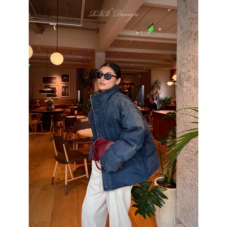 RRB Design 「儿岛牛」日制冈山牛仔洗水磨破工艺廓形羽绒服