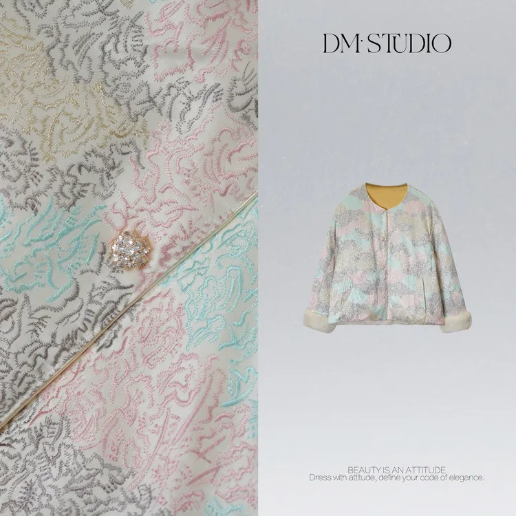 DEDM•STUDIO/新中式静奢提花水貂毛袖90白鹅绒外套2511WT/BE177