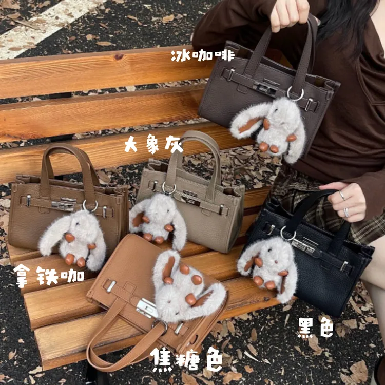 2025真皮凯莉小方包高级感手提包女简约质感法式通勤单肩斜挎包