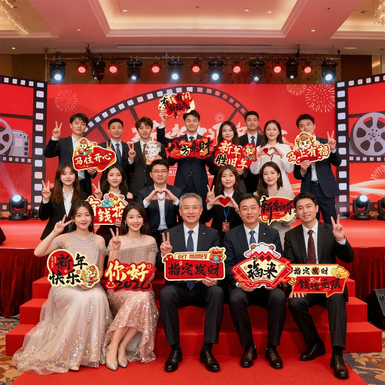 新年装饰2026马年公司年会活动手持拍照道具KT板手举牌过年布置品