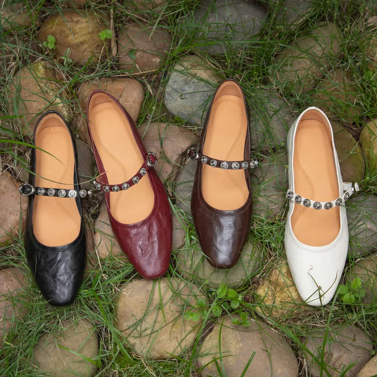 【圆舞曲】复古褶皱羊皮玛丽珍鞋女25秋新款商场同款单鞋25621-1