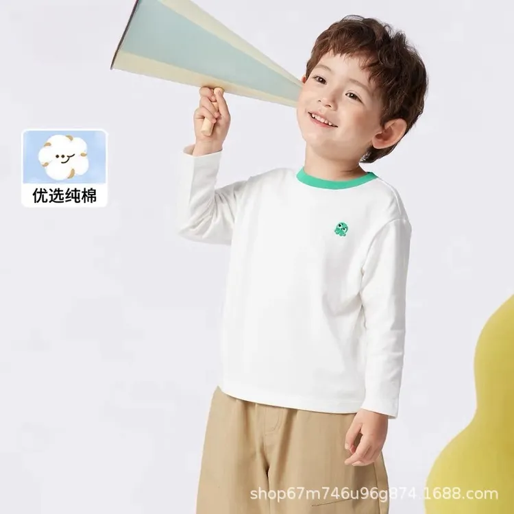 宝宝春装潮儿童男童百搭打底衫短袖2025长袖T恤童装女童中小童