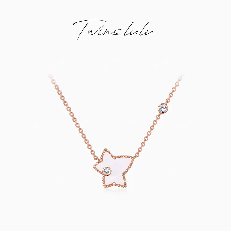 TWINS LULU 925银 流光风 高级精致红枫叶项链女款送女友TSJ9615