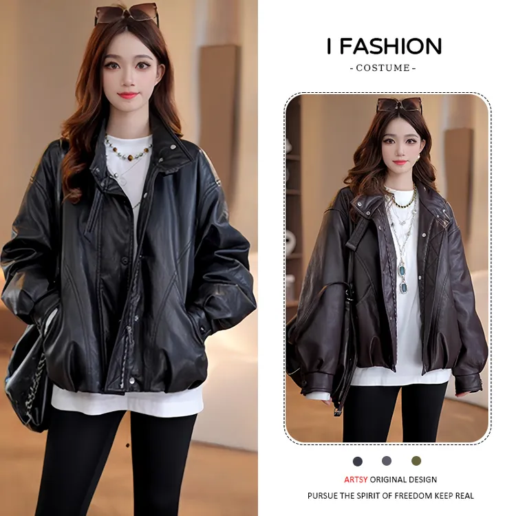 黑色短款羽绒棉服女款2025冬季新款时髦洋气加厚保暖皮衣夹克外套