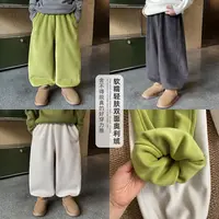 棉小班童装冬季韩版字母刺绣宝宝休闲裤柔软双面奥粒绒长裤AD5110