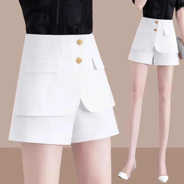 2025夏装新款女士裙裤短裤子休闲阔腿运动西装裤白色百搭高腰薄款